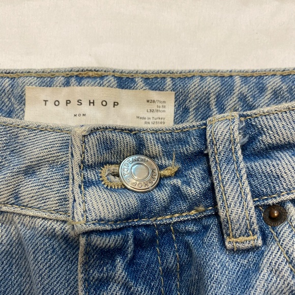 Topshop Ripped Mom Jeans In Bleach Blue - Picture 3 of 5